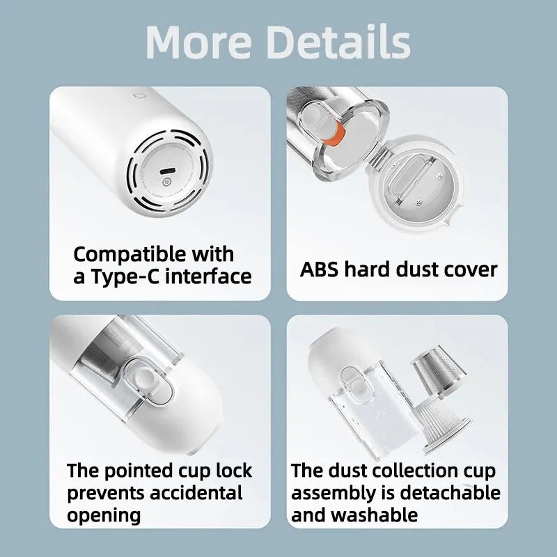 Xiaomi Mijia Portable Car Vacuum Cleaner Mini Handheld Wireless Cleaning Machine for Home Auto Supplies 13000Pa Cyclone Suction