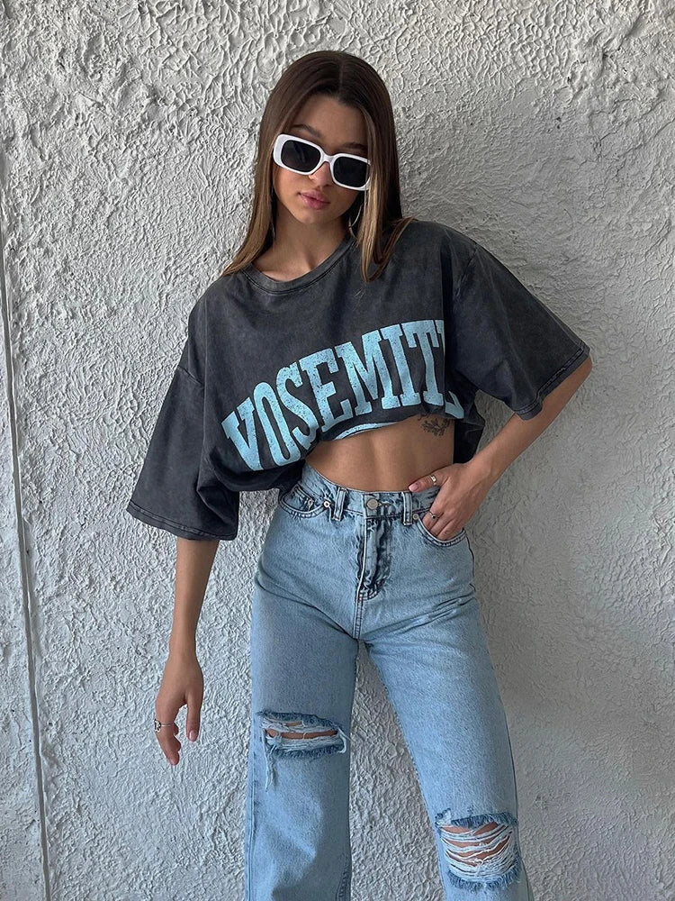 T Shirt Women Vintage Cotton T-shirts Streetwear