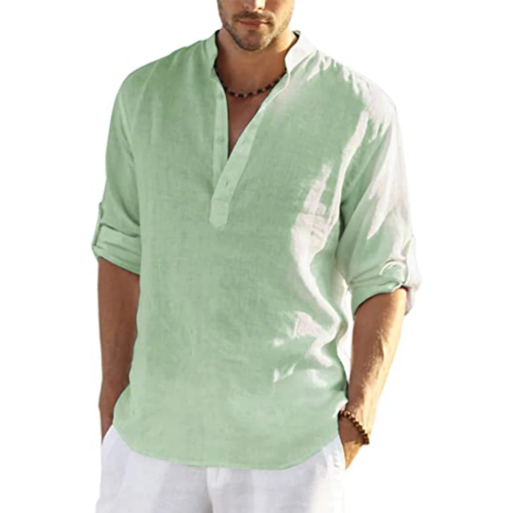 Men's Casual Blouse Cotton Linen Shirt