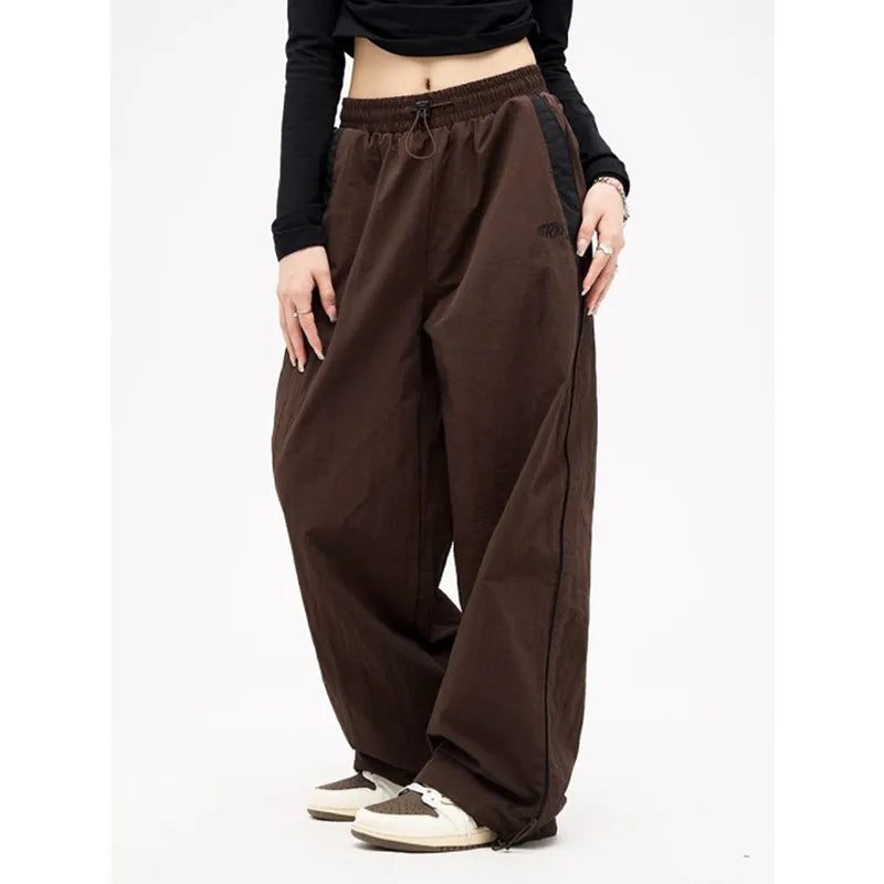 Wide Leg Sweatpants Mid Waist Sporty Y2k Female Clothes