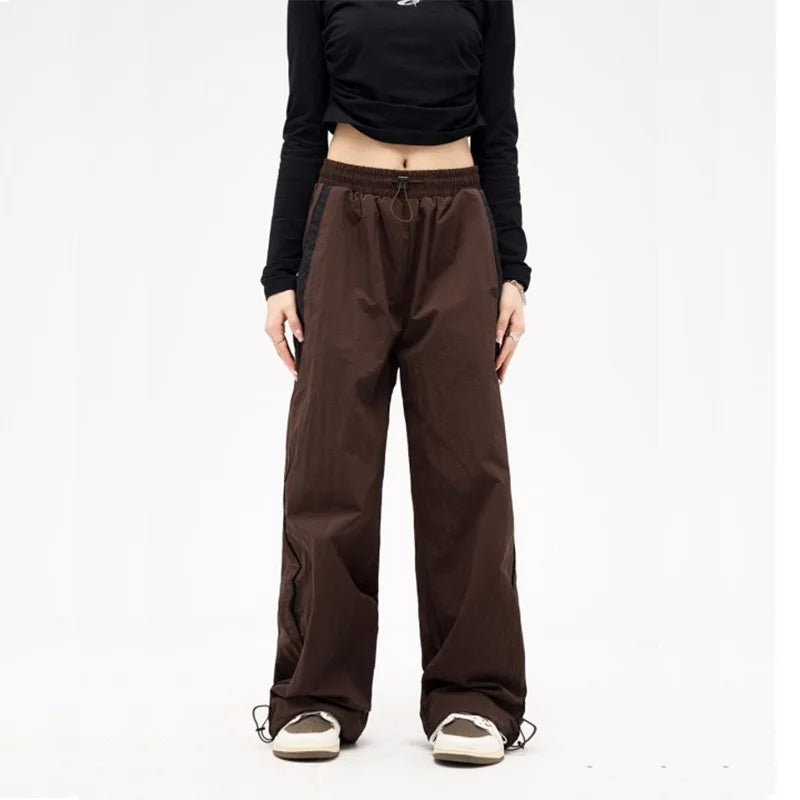 Wide Leg Sweatpants Mid Waist Sporty Y2k Female Clothes