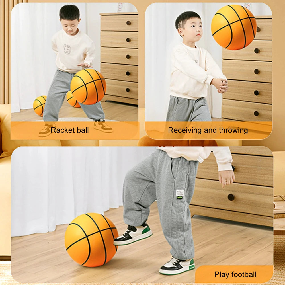 Bouncing Silent Basketball in indoor facility for kids and for home