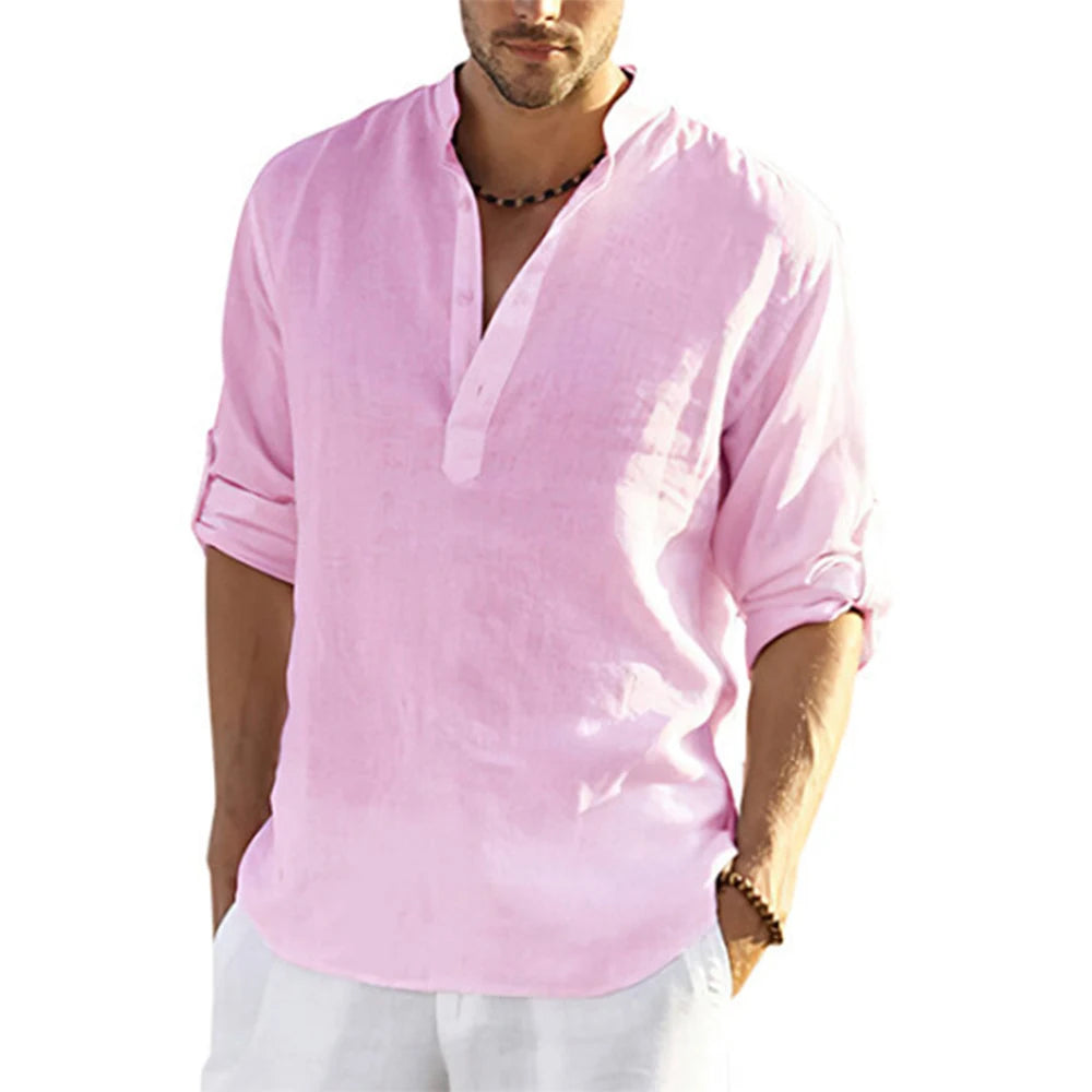 Men's Casual Blouse Cotton Linen Shirt